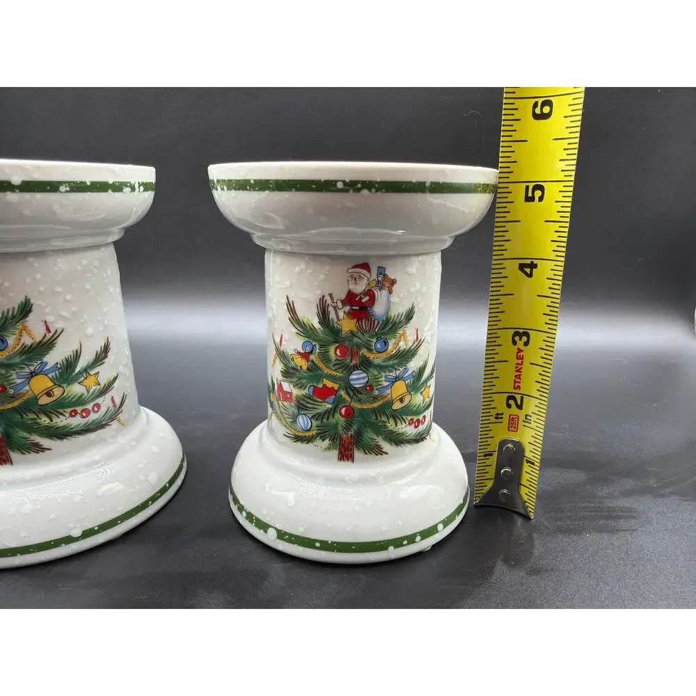 Mikasa Christmas Treats HP306 Candle Holders Santa Tree Japan Pair w Boxes